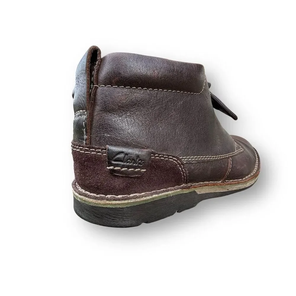 Clarks Men's Brown Leather Chukka Boots Size 10 Lace Up Comfort Business Casual - Picture 8 of 13